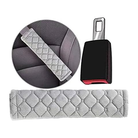 1-Pack Car Plush Shoulder Pads with 1-Pack Car Buckle for Standard Model,Suitable for Adults and Children,Helps Protect Your Neck and Shoulder Gray Cover