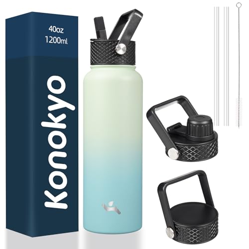 Image of Konokyo 40 oz Insulated Stainless Steel Water Bottle with Straw Lid