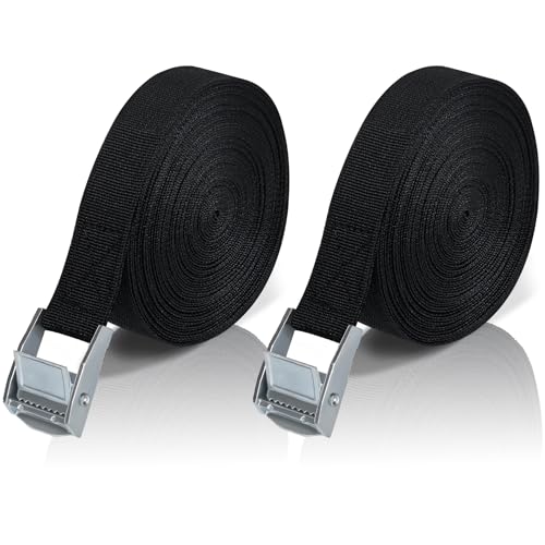 Correa de Amarre 8M, 2PCS Cinchas de Amarre con Hebilla, Ajustable Eslingas con Carraca para Motocicletas, Carga, Camiones, Remolques, Paquetes de Equipaje - Capacidad de Carga 250kg