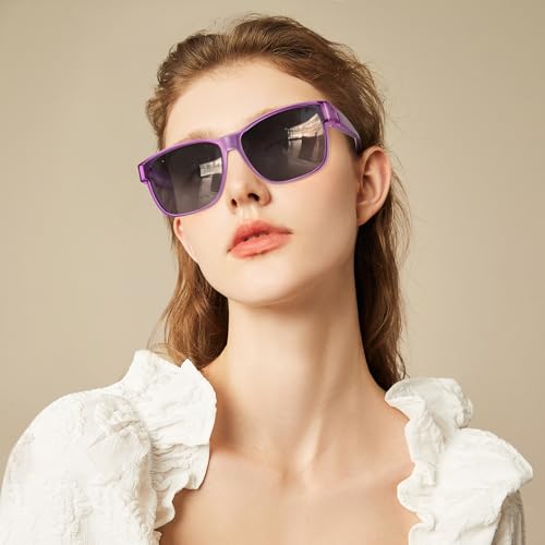 Image of Polarized Sunglasses Fit Over Glasses for Women Men, Oversized Square Sun Glasses UV400 Protection