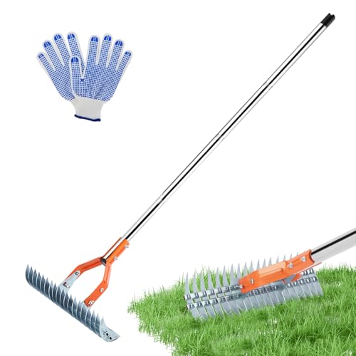 Maypott 15 Inch Heavy Duty Thatch Rake with Long Handle - Image 8