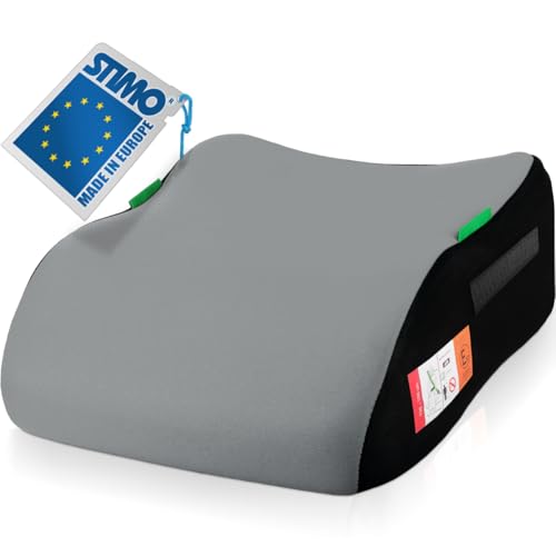 Kindersitzerhöhung Sitzerhöhung ergonomisch Kinder 135-150 cm Auto Sitz ECE R129 Bezug waschbar (Grau)
