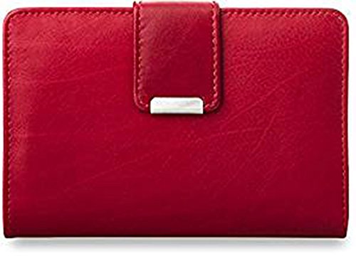 Práctica cartera de piel para mujer, monedero, rojo (negro) -