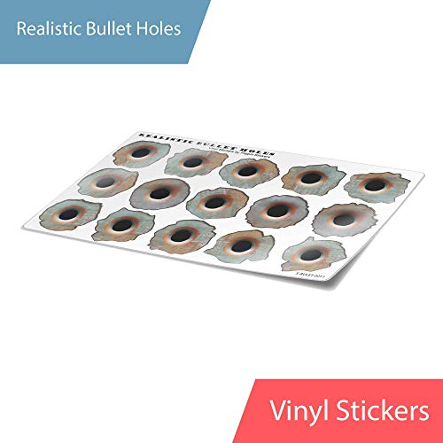 Image of Realistic Bullet Hole (Bullethole) 3D Stickers - Small Caliber Rusty Look Vinyl Decals (15 pcs, 1 inch) by Flippin Stickers