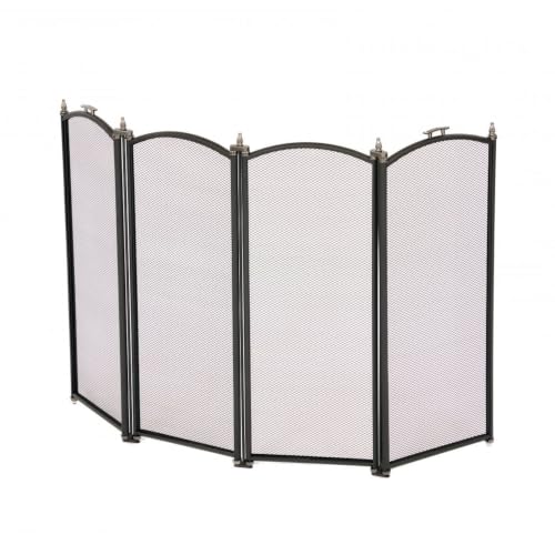 Oypla Heavy Duty Steel 4 Panel Fire Screen Spark Guard