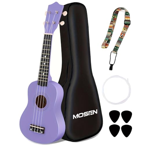 MOSEN - Kit todo en uno para ukelele principiante de 21 pulgadas (morado)