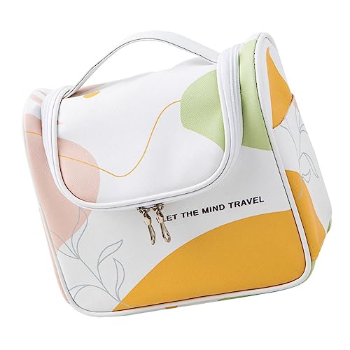 Beavorty 1 Pieza Bolsa de Almacenamiento de cosméticos Neceser Maquillaje Makeup Bag Estuche cosméticos neceseres de Maquillaje Waterproof Bag Bolsa de cosméticos Bolsa de Viaje PU Orange