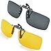 Produktbild SPLAKS Sonnenbrille Aufsatz 2-Stück Clip on Polarisiert Clip polarisierte Sonnenbrille Flip up Sonnenbrille Clip Gegen Licht für Unisex Frauen und Männer Brillenträger(Schwarz+Gelb)