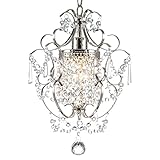 pasentel Small Crystal Chandelier, Mini Elegant Crystal Chandelier Light Fixture, 1-Light Pendant Light Fixture, Adjustable Hanging Lighting for Entryway, Bedroom, Girls Room, Kitchen Island