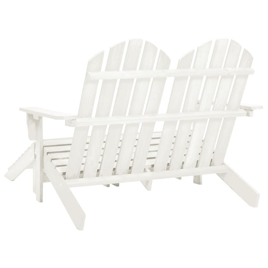 vidaXL Otomana Adirondack de Jardín 2 Plazas Asiento Sillón Oscilante Columpio Patio Terraza Balcón Exterior Tumbona Muebles Blanco Madera de Abeto