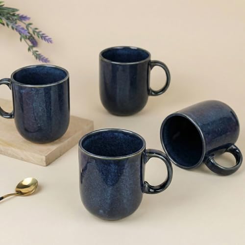Image of The Earth Store Galaxy Blue Cylus Coffee Mug - 320ML Ceramic Coffee Mugs Set of 4 | Microwave & Dishwasher Safe Mugs for Gift | Home | Office | Restaurant | Daily Use Tea Mug