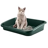 Extra Large Litter Box with High Sides 23.23' Lx16.54 Wx4.33 H, ABS Low Entry Senior Litter Pen Jumbo Pet Safe Litter Boxes Tray for Kittens to Senior Cat, Elderly and Fat Cat (Green)
