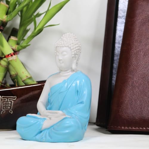 Image of Pot's & Plant's Handcrafted Polymarble Meditation /Dhyan Buddha Statue Lord Figurine /Idol (5.5-inch) (Blue)