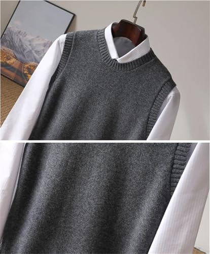Men's O-Neck Wool Vest Casual Business Knitted Sleeveless Sweater Solid Pullover Waistcoat Tops3