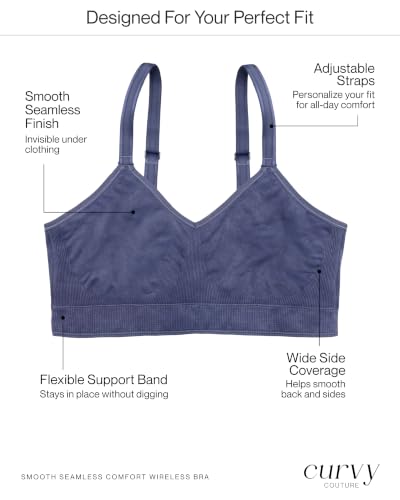 Image of Curvy Couture Women's Plus Size Wireless Bra - Seamless, Soft & Comfortable Fit