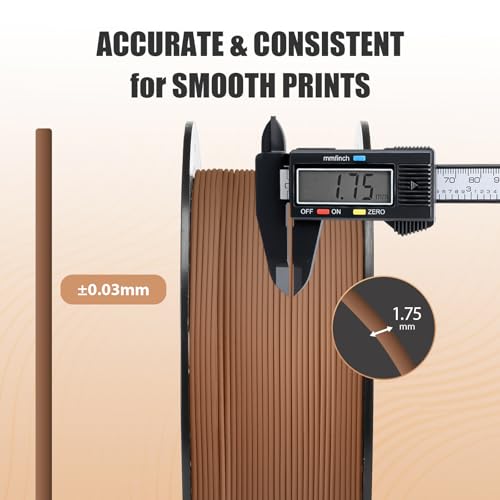 Image of ERYONE Matte PLA Lite 3D Printer Filament 1.75 + /- 0.03mm, Matte Filament 1KG(2.2LBS) Spool, Chocolate Brown