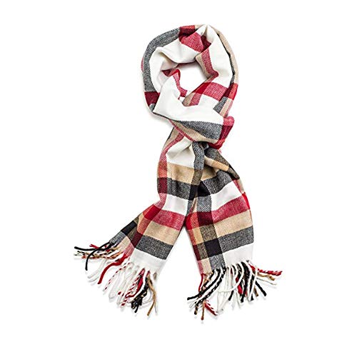 Scarf For Women Men Soft Plaid Checkered Colors Cashmere Feel Luxurious Womens Scarfs Girl Boy Winter Scarf Holiday Gift Warm Cozy Shawl Extra Soft Comfortable Wear All Day (White Plaid) #TOP3