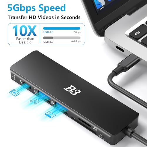 USB C Hub Type C Adapter 6 in 1 Multiport Adapter 100W PD HDMI 4K Port&2 USB 3.0 Ports&USB 2.0 Port& SD/TF Kartenleser, Kompatibel für iPhone16/15,MacBook Pro/Macbook Air,iPad Pro,& mehr Type-C Geräte