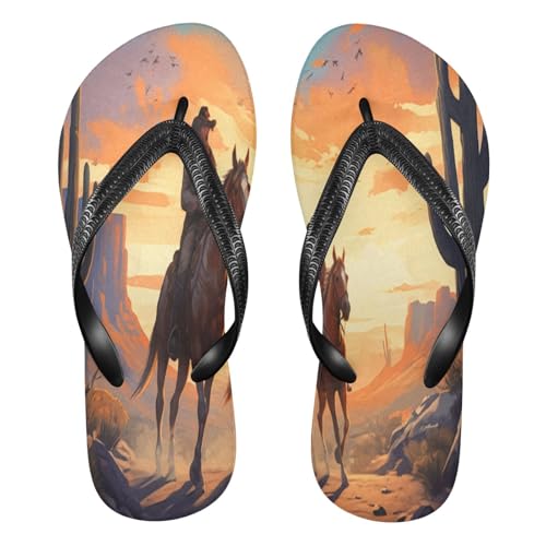 STAYTOP Two Cowboys Riding Horses Flip Flops Sandals of Men's & Women's,Sandals Beach Slippers Shower Slides