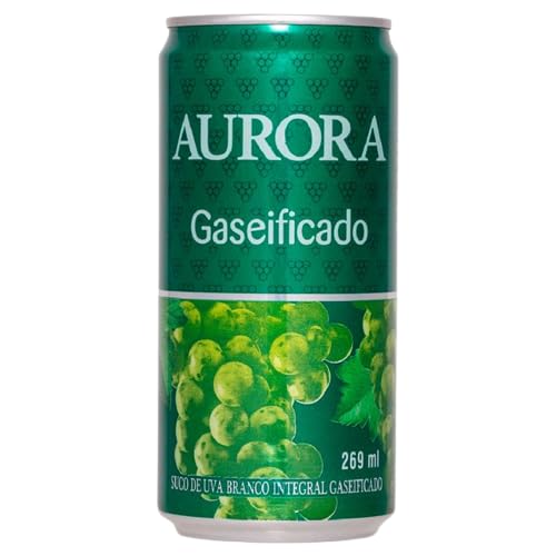 Kit 12 Suco De Uva Branco Gaseificado 100% Suco Aurora 269 Ml Lata Refrigerante Natural e Saudável