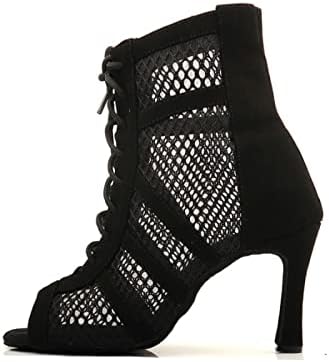 WEISPER Women's Latin Dance Shoes Ballroom Peep Toe Ankle Boots Ballroom Salsa Jazz Bachata Tango Performance(9.5,S951-Heel 3inch)