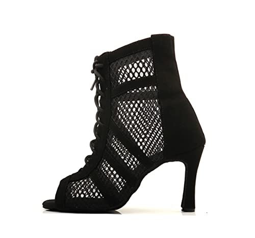 Weisper Women's Latin Dance Shoes Ballroom Peep Toe Ankle Boots Ballroom Salsa Jazz Bachata Tango Performance(9.5,S951-Heel 3Inch) #TOP22