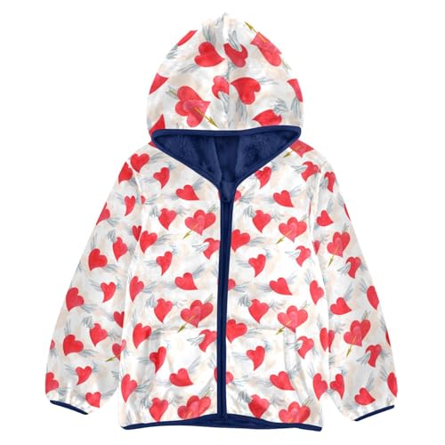 Hand Drawn with Hearts Girls Fleece Jacket Girls Fall Jacket Girls Zip Up Hoodie Girls Sherpa Jacket 2-10T