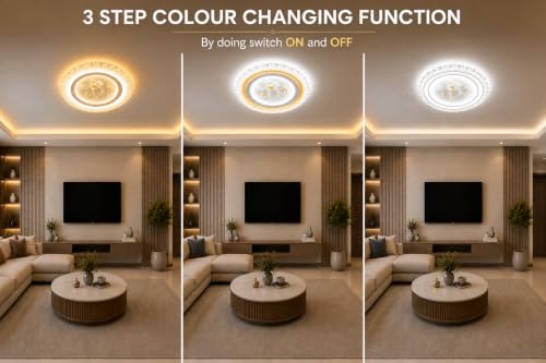 Image of FILLISKA Aluminium Luxurious 3 in 1 Led Ceiling /Wall Chandelier Light with 3 Step Colour Changing Function (Acrylic White-617-3R)