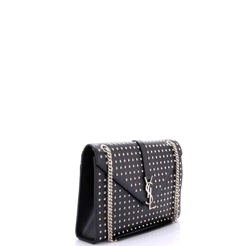 Saint Laurent, Pre-Loved Classic Monogram Envelope Satchel Studded Leather Large, Black2