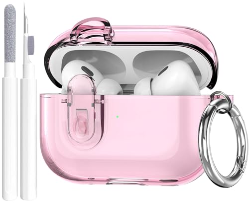 OTOPO for Airpods Pro 2/1 Case Clear with Lock Cleaning Kit Soft TPU Transparent AirPods Pro 2nd Generation Protective Cover Skin Women Men for Apple Airpods Pro 2023/2022/2019 Charging Case