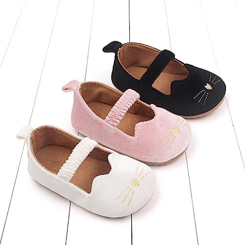 Toddler Baby Shoes Girl Boy Baby Sports Shoes Fashion New Pattern Cute Cat Hook Loop Breathable Flat (White, 2 Infant)4