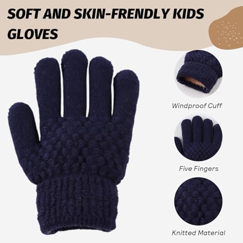 Image of JANGANNSA Cold Weather Kids Gloves Warm Knitted Children Magic Glove With Fleece Lining Winter Gloves For Boys Girls