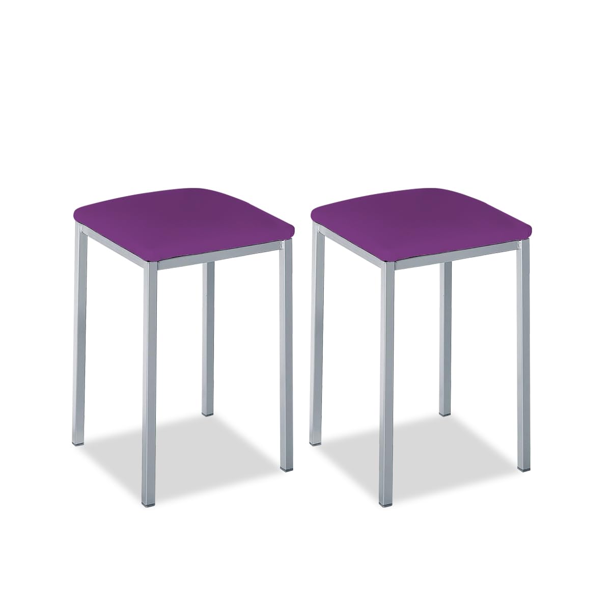 Tabourets de cuisine carrés aubergine 45 cm ASTIMESA en similicuir confort