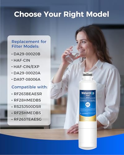 Image of Waterdrop Plus WDP-F27 NSF 401 Certified Refrigerator Water Filter, Reduce PFOA /PFOS, Replacement for Samsung DA29-00020B Water Filter HAF-CIN, HDX FMS-2, RF28HMEDBSR