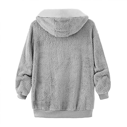 Aodong Hoodies For Women Furry Fleece Winter Coat Faux Fur Jackets With Hood Fuzzy Full Zip Hooded Sweatshirt Outwear #TOP5