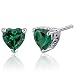 1.50 Carats Simulated Emerald Heart Shape Stud Earrings Sterling Silver