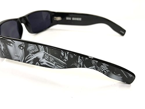 Shades Impala Money Skull Smiley Black Sunglasses California Lowrider Style3