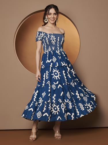 Image of ZWERLON | Dress for Women | Elegant Off-Shoulder Tiered Maxi | Short Sleeve Ruffle Detail | Casual Chic Look