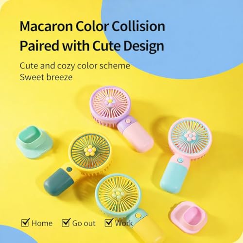 Image of BLAXSTOC Mini Rechargeable Fan, Portable Fan USB C Handheld Small Fan with 3 Speed Modes, High Speed Motor, Type-C Charging Port, 400mAh, (MULTICOLOR)