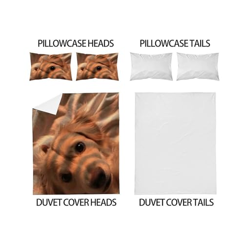 Housse de couette chiots imprimé 3D en microfibre pour des nuits pleines de tendresse