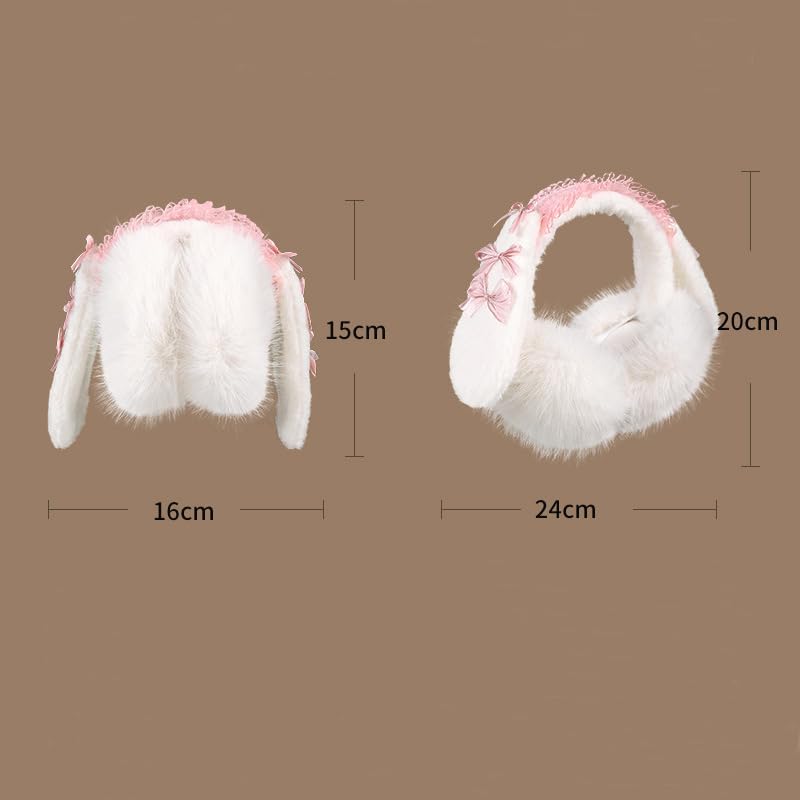 Solyinne Ear Muffs for Women Bunny Ear Bow Earmuffs Foldable Plush Ear Warmers Chic Adorable Ear Covers Lolita Winter Girls - Image 5