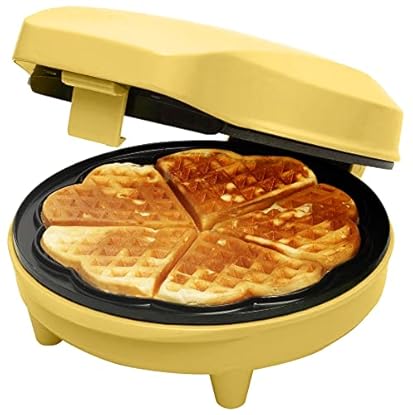 Foto di Bestron Waffle Maker, piastra per waffle a forma di cuore, macchina per waffle con antiaderente & indicatoro luminso, collezione Sweet Dreams, 700 watt, colore: Giallo
