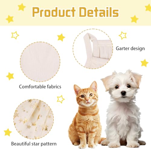 Tutu-Kleid für Hunde und Katzen, Sommer, Tüll, Slip-Spitzenkleid, niedlicher Welpe, Glitzerstern, Rock, Haustier-Partykleidung für kleine, mittelgroße Katzen, Hunde (Gelb, M)