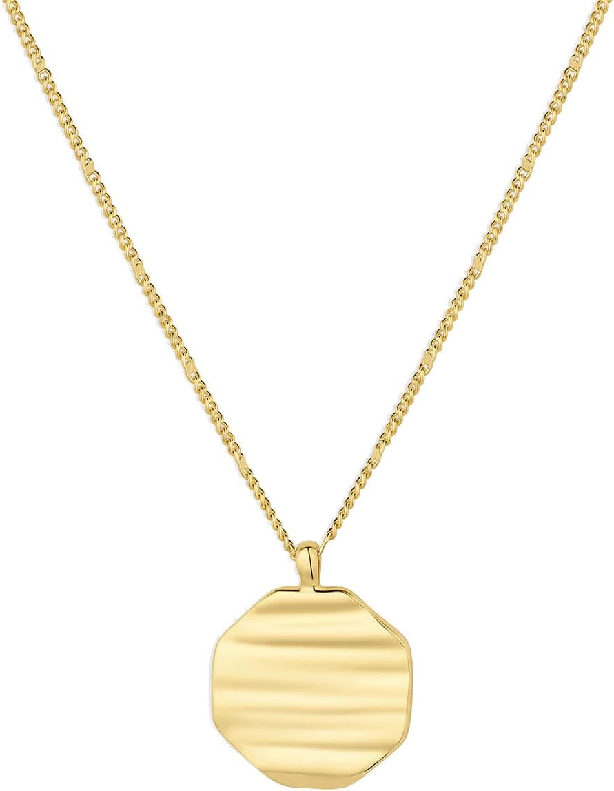 Collar de monedas al atardecer 17 1/8" - Latón chapado en oro de 18 k - Diseño único al atardecer - Cierre de anillo de resorte - Pieza de capas versátil - Elegancia diaria