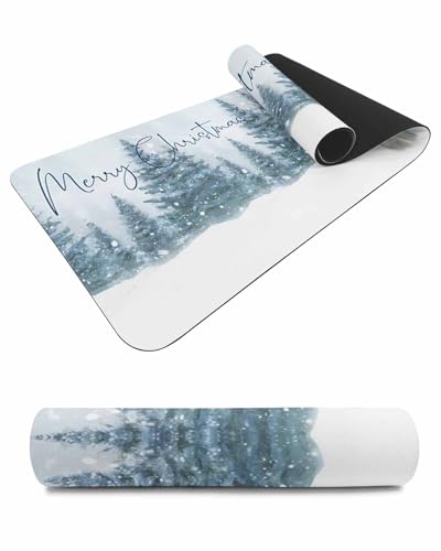 Debedcor Heat Proof Table Pads Waterproof Decorative, Christmas Snowman Non-Slip Table Countertop Protector, Winter Xmas Trees Bunny Snowfall Insulation Mat for Dining Room, 48 x 12 Inches