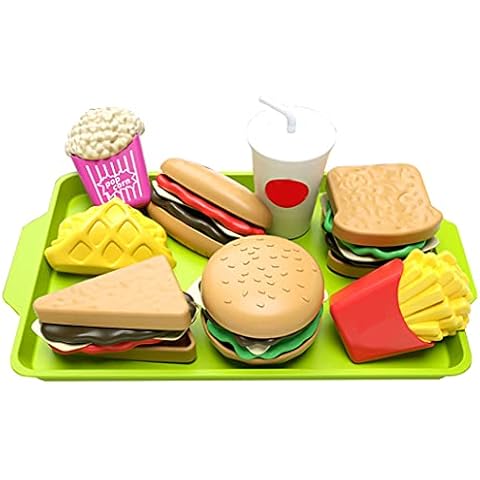 ZOYLINK Play Food Toys Set Educational French Fries Fun Hamburger Plastic Pretend Toys for Toddlers Lifelike Children Cover
