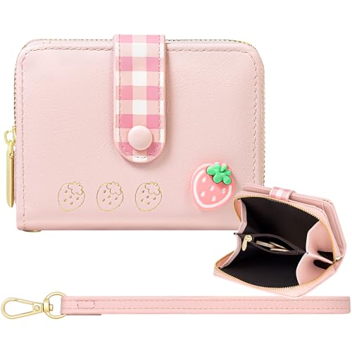 YINHEXI Wallet Women, RFID Blocking Small Bifold PU Leather Card Holder Wallet with Zipper Coin Pocket and ID Window, for Women, Ladies, Teens, and Girls (Pink)