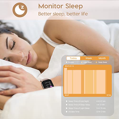 RUXINGX Smartwatch Damen 1.69" Zoll HD, Fitness Armbanduhr IP68 mit SpO2 Pulsmesser Schlafmonitor, Weibliches Zyklus Management, 24 Sportmodi Schrittzähler Stoppuhr Kalorien für Android iOS Roségold - Image 6