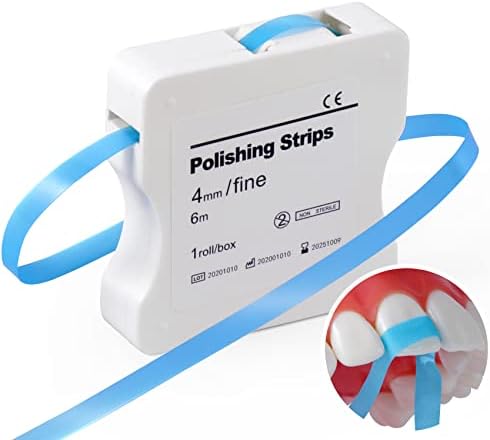 Dental Polishing Strips, Teeth Abrasive & Finishing Strips 4mm x 6M, Inter-Dental Oral Care Cleaning Tool - Sanding Grinding Whitening Teeth (Blue) - 12 Months Warranty