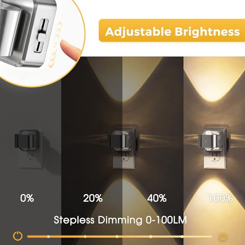 Image of L LOHAS LED Night Light Projector, Night Lights Plug into Wall, Dusk to Dawn Sensor, Silver Swivel Nightlight for Kids, Soft White Ambient Lighting for Bathroom, Gaming Room,2 Pack